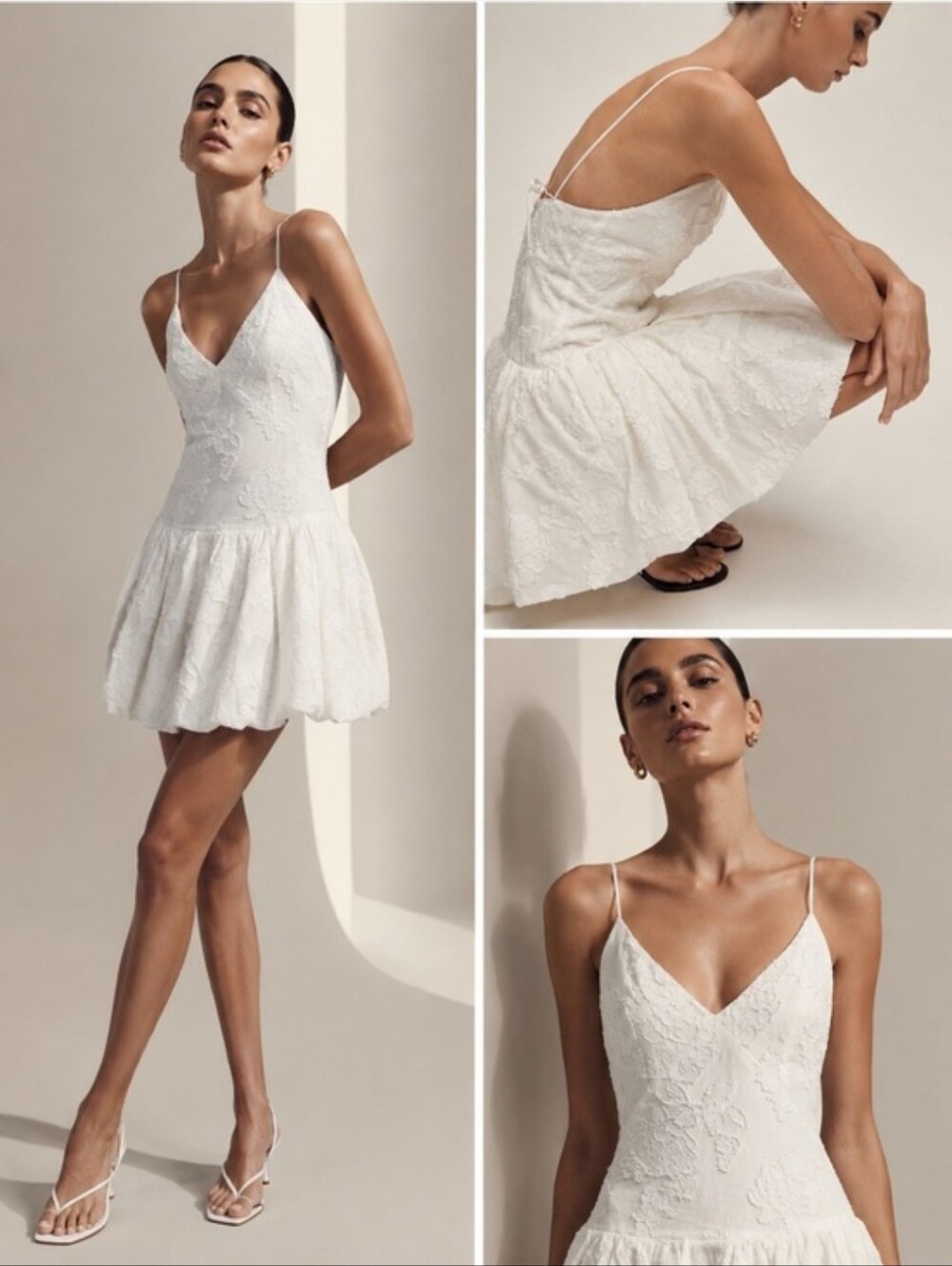 NWT Caroline Constas White Jacquard Balloon Mini Dress